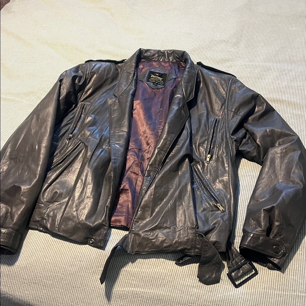 Vintage Gray Rossini Collection leather jacket